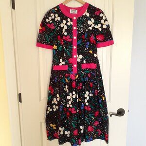 Vintage Melissa Petites Floral Short Sleeve Culottes Jumpsuit Black Size 8P